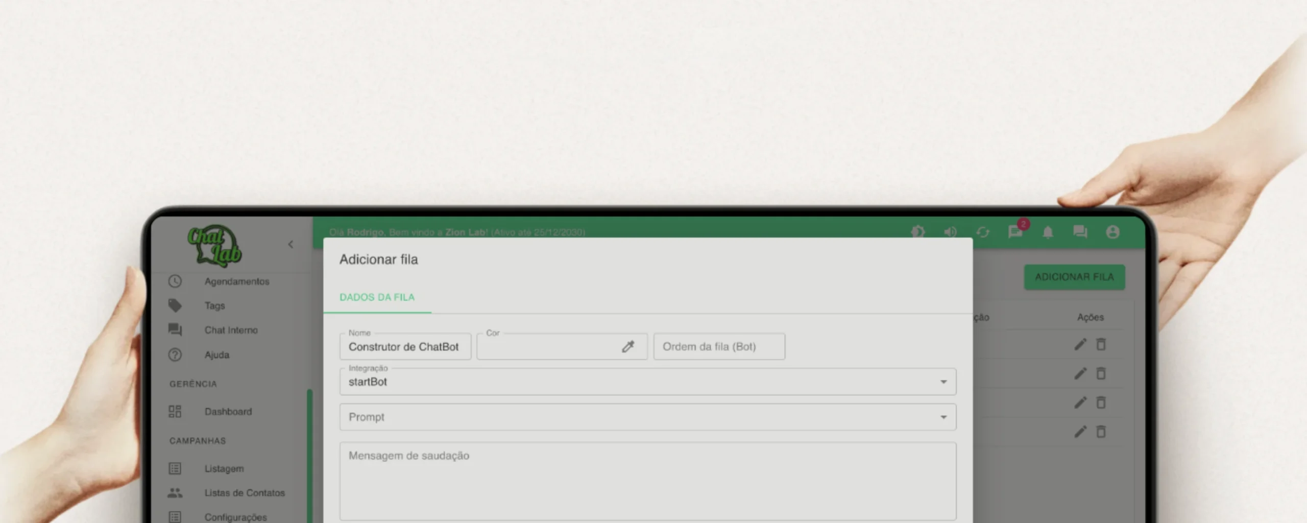 Chatbot do WhatsApp em dispositivos